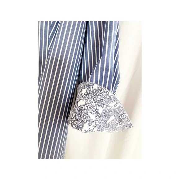 Plus Size Talbots Navy Blue & White stripes button down collared shirt S-20 WP - Picture 5 of 6